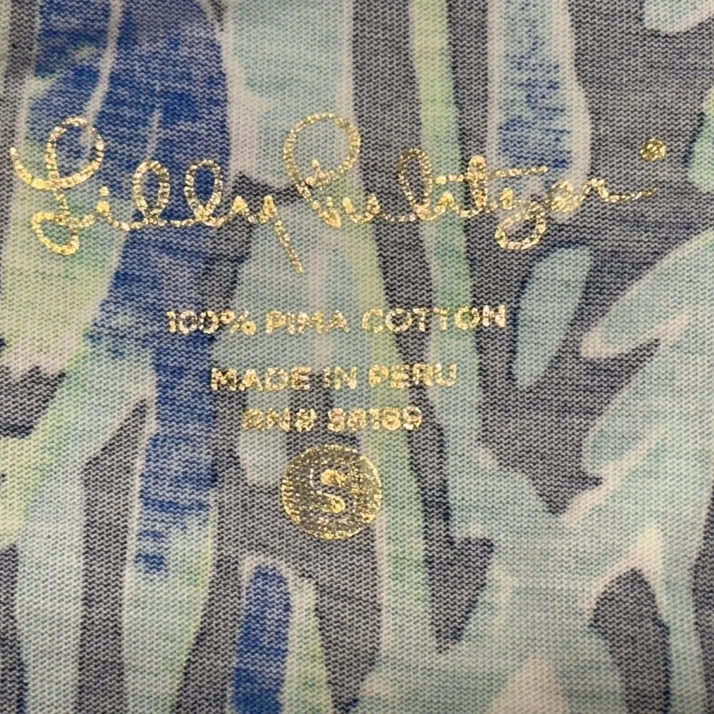 Lilly‎ Pulitzer Marlowe Dress Women's Small S Blue Green Floral 3/4 Sleeve